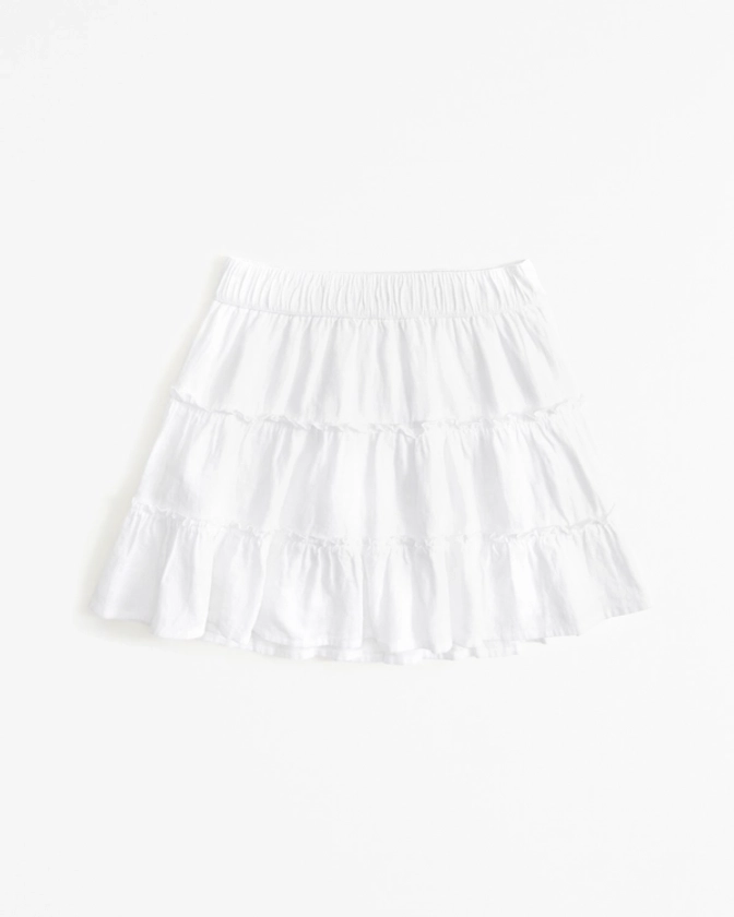 girls linen-blend tiered skort | girls bottoms | Abercrombie.com