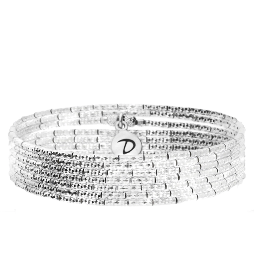 BRACELET ÉLASTIQUE TUBES DIAMANTES SEPT TOURS