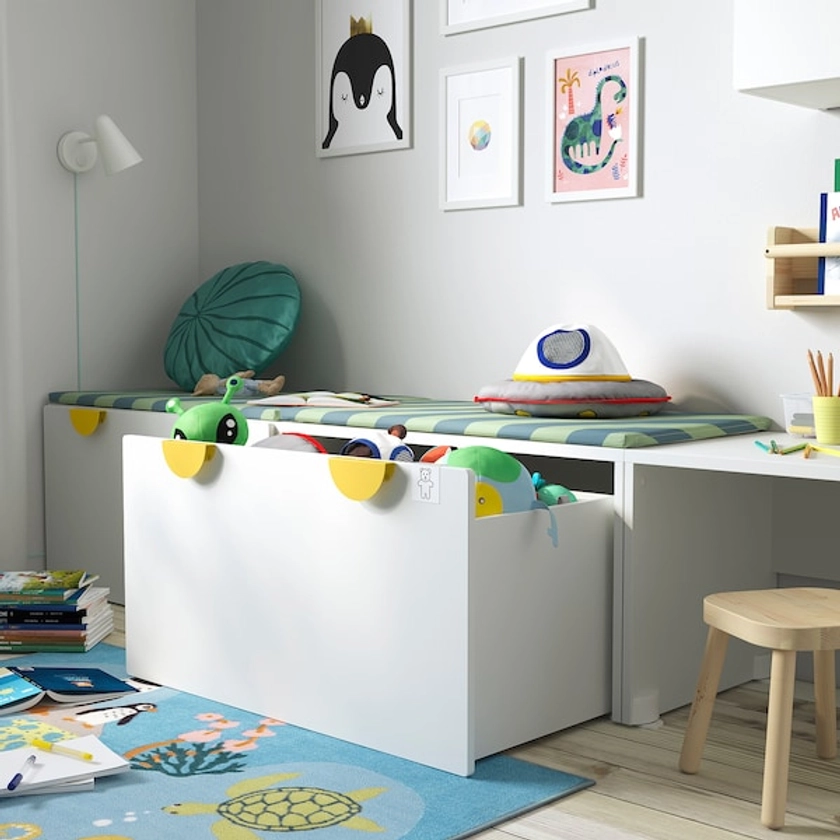 SMÅSTAD banc avec rangement jouets, blanc/blanc, 90x52x48 cm - IKEA