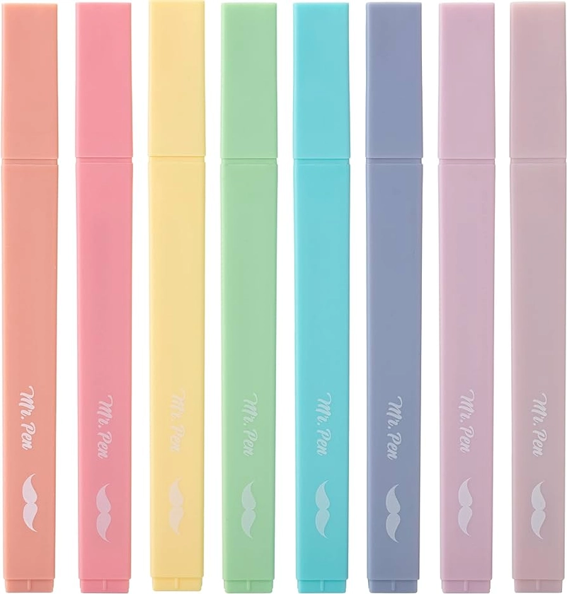 Mr. Pen- Aesthetic Cute Pastel Highlighters Set, 8 pcs, Chisel Tip, Candy Colors, No Bleed Bible Assorted Colors