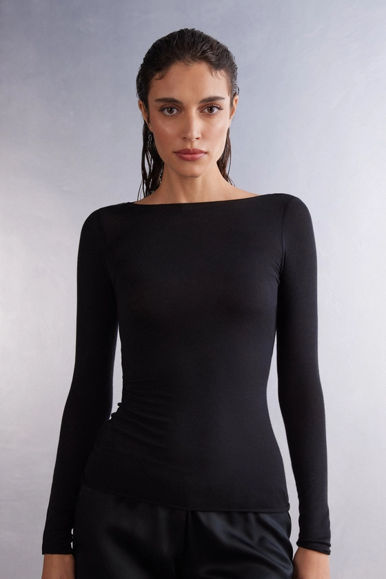 Boat Neck Modal Cashmere Ultralight Jumper - Intimissimi