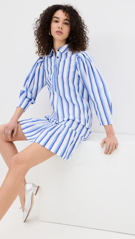 GANNI Stripe Cotton Mini Shirt Dress | Shopbop