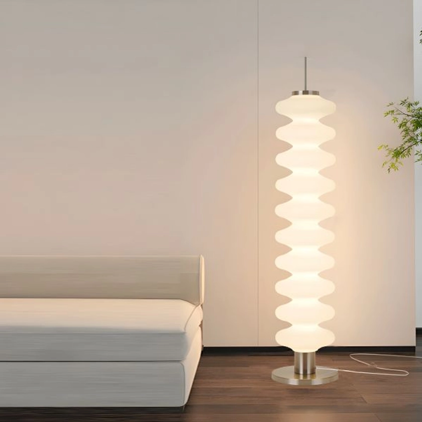 White Modern Floor Lamp Non-Adjustable Height with Geometric Shade Foot Switch - 110V-120V 3 Color Light Silver