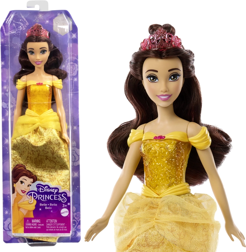 Disney Princess Belle Fashion Doll with Brown Hair, Brown Eyes & Tiara Accessory