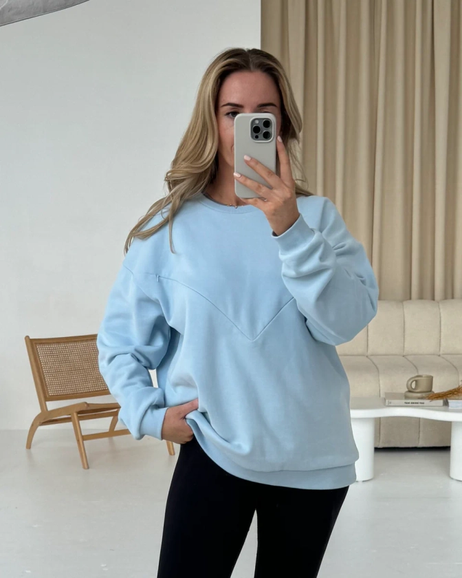 Women's Breastfeeding Pastel Blue Sweater - Pretty Mama