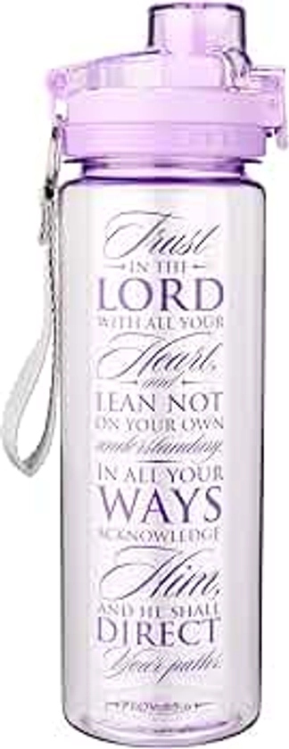 Christian Art Gifts Wide Mouth BPA-Free Reusable Plastic Sports Water Bottle for Men & Women, Inspirational Scripture w/Locking Flip-Top Lid & Carry Strap, 28 oz.