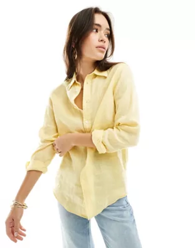 Polo Ralph Lauren - Chemise à logo en lin - Jaune | ASOS