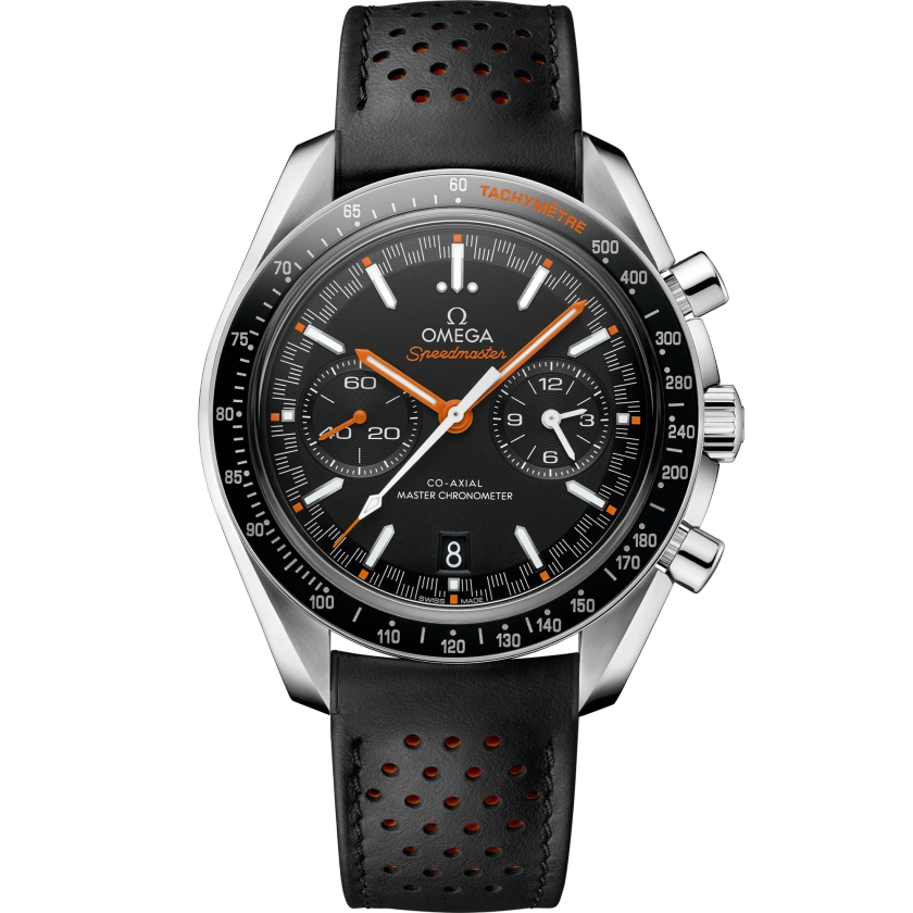 Speedmaster Racing 44.25 mm, steel on leather strap - 329.32.44.51.01.001 | OMEGA®