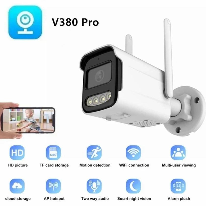 V380 Pro 1080P 4G/Wifi IP Security Camera Outdoor ColorVu Night Vision Wireless CCTV Smart Camera 2 Way Audio TF card - AliExpress