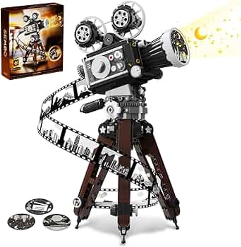 Retro Tribute Camera Building Set for Adults, Ideas Movie Art Camera Collectible Display Model, Compatible with Lego Dsiney 100, STEM Building Toy Gift for Boys Girls (655 PCS)