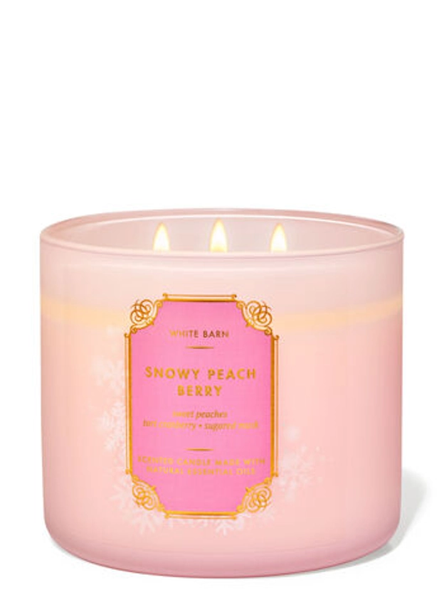 Snowy Peach Berry 3-Wick Candle - White Barn | Bath & Body Works