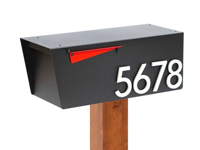 Black Mailbox, Post-Mounted Modern Design #HC100