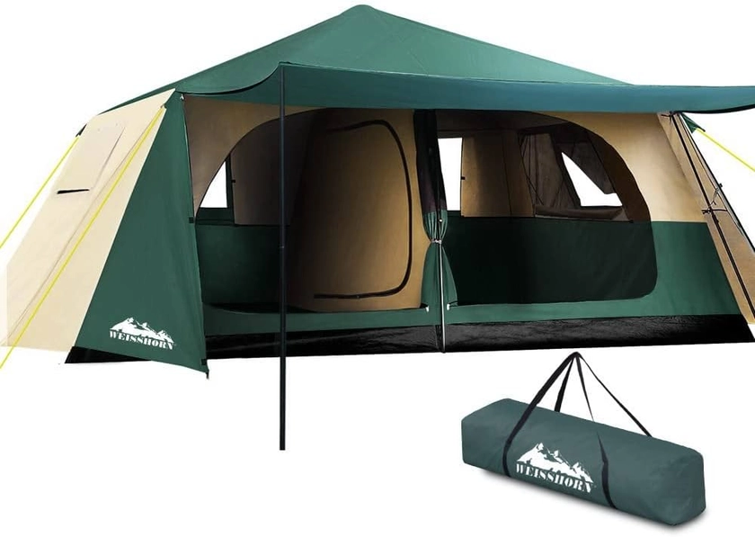 Weisshorn Instant Up Camping Tent, 6 Person Easy Setup Dome Tents Outdoor Family Travel Hiking Trip, Portable Shelter Sun Protection Water Resistance Green