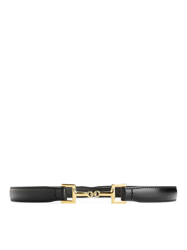 Ceinture en cuir avec boucle mors - Noir - Accessories - ARKET FR