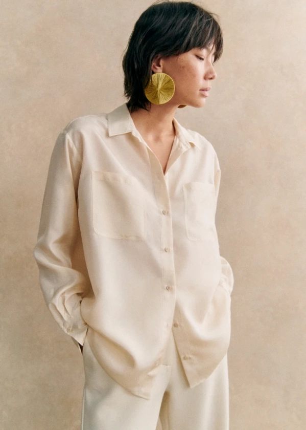 Maxence Shirt - Cream - Silk - Sézane