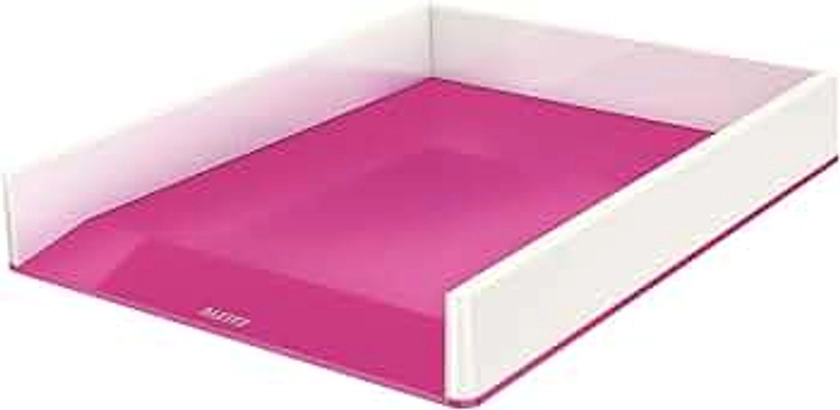 Leitz A4 Letter Tray, White/Metallic Pink, WOW Range, 53611023