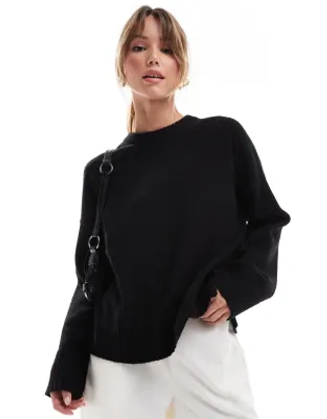 Bershka - Pull ras de cou épais - Noir