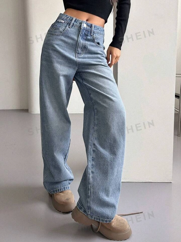 DAZY Slant Pocket Wide Leg Jeans | SHEIN USA