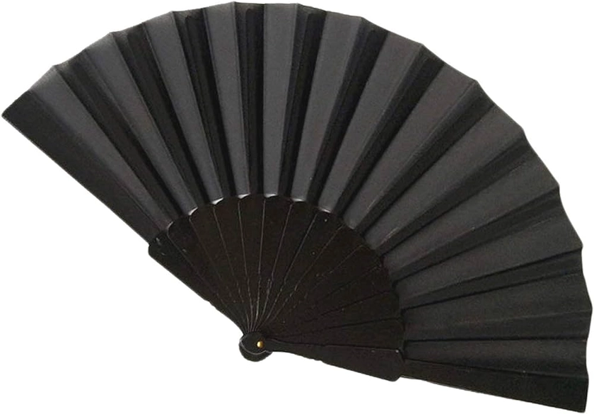 WS UK Fabric Handheld Folding Fan [Black]