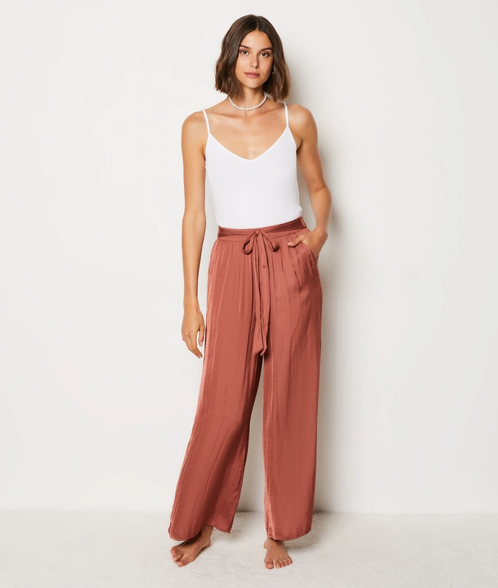 Pantalon de pyjama satiné coupe large