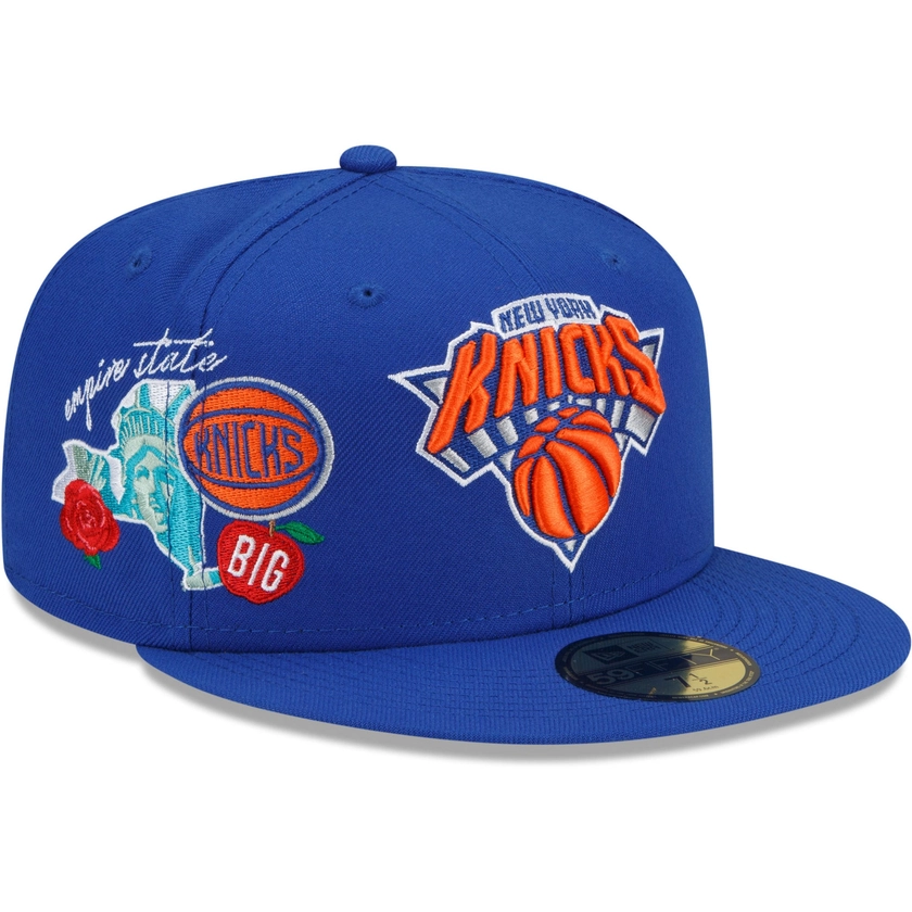 Men's New York Knicks New Era Blue City Cluster 59FIFTY Fitted Hat