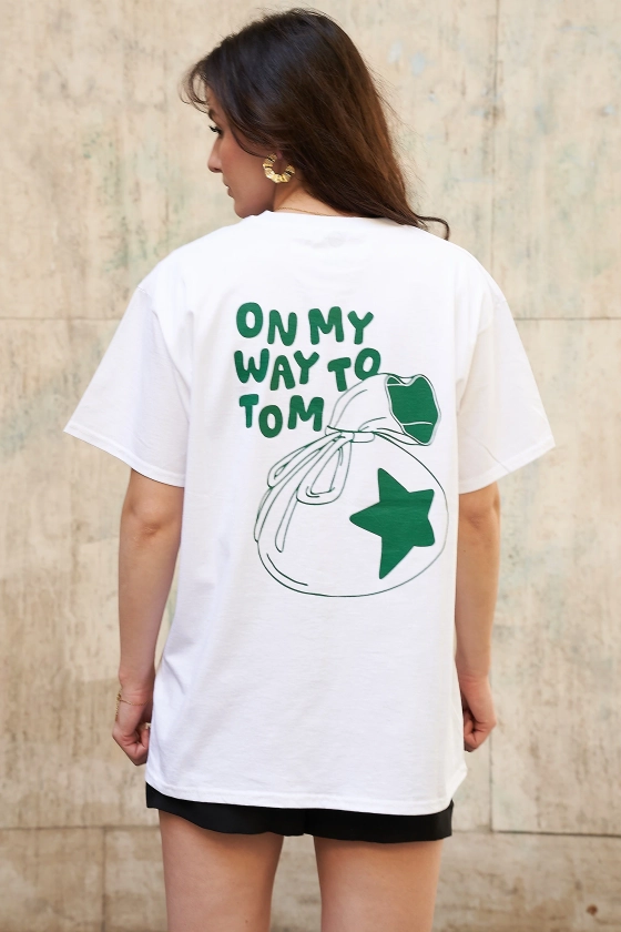 T-shirt blanc "on my way to Tom"