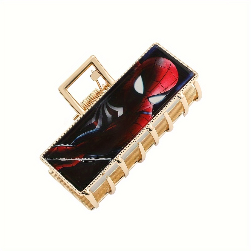 1pc Cool * Superhero Metal Claw Clip, Spider Man Golden Hair Claw, Women Girls Casual Leisure Hair Accessories, Gift Photo Props