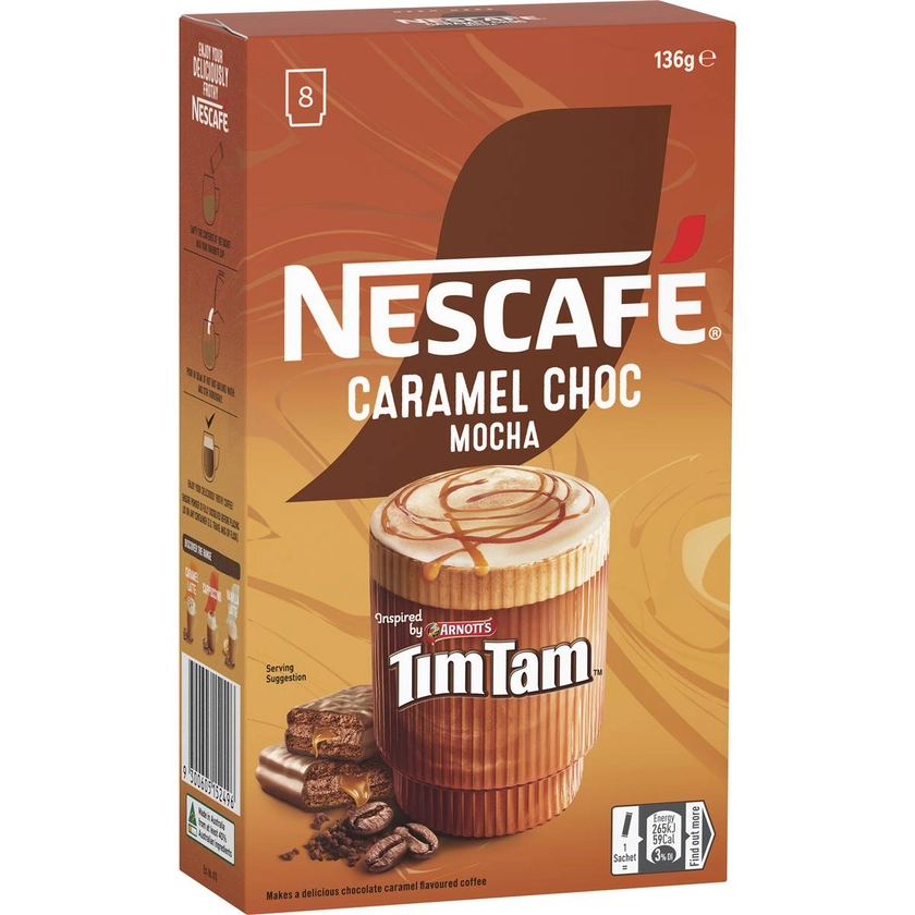 Nescafe Caramel Choc Mocha Tim Tam Coffee Sachets 8 Pack | Woolworths