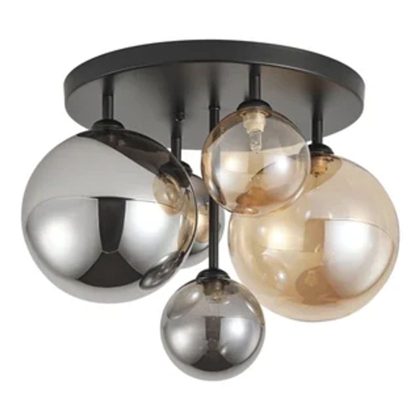 Grey and Brown 5-Light Semi Flush Mount Ceiling Light with Globe Glass Shades - Contemporary - Flush-mount Ceiling Lighting - by YZZY LLC | Houzz