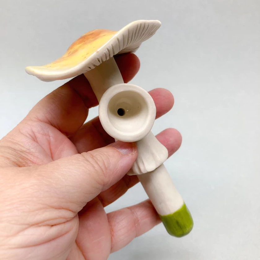 Wild Mushroom Pipe, Porcelain Pipe Sculpture- Made To Order