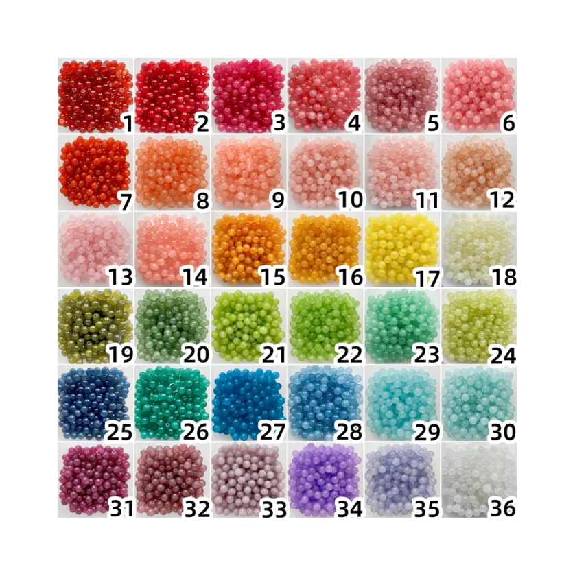 8mm Glass Beads Multi-Colour Polished Round Beads Loose Beads Crystal Beads Jewelry Making Supplies
