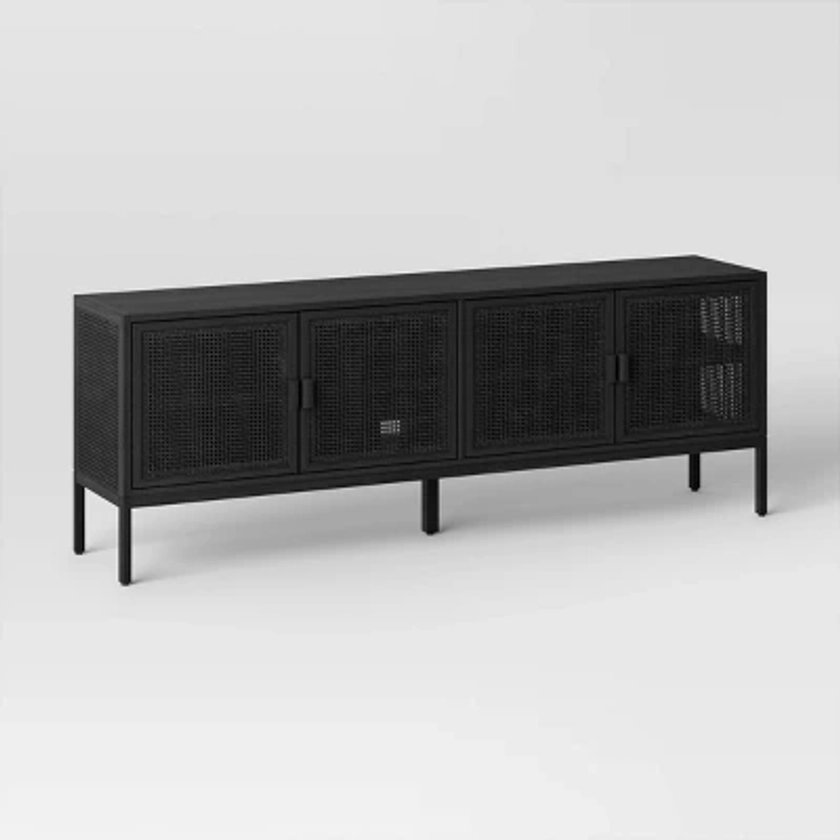 Minsmere TV Stand for TVs up to 70" Black - Threshold™: Boho-Chic Entertainment Center with Storage