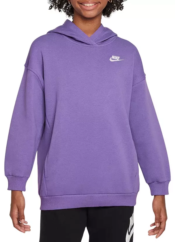 Nike Girls' Sportswear Oversized Club Fleece Pullover Hoodie