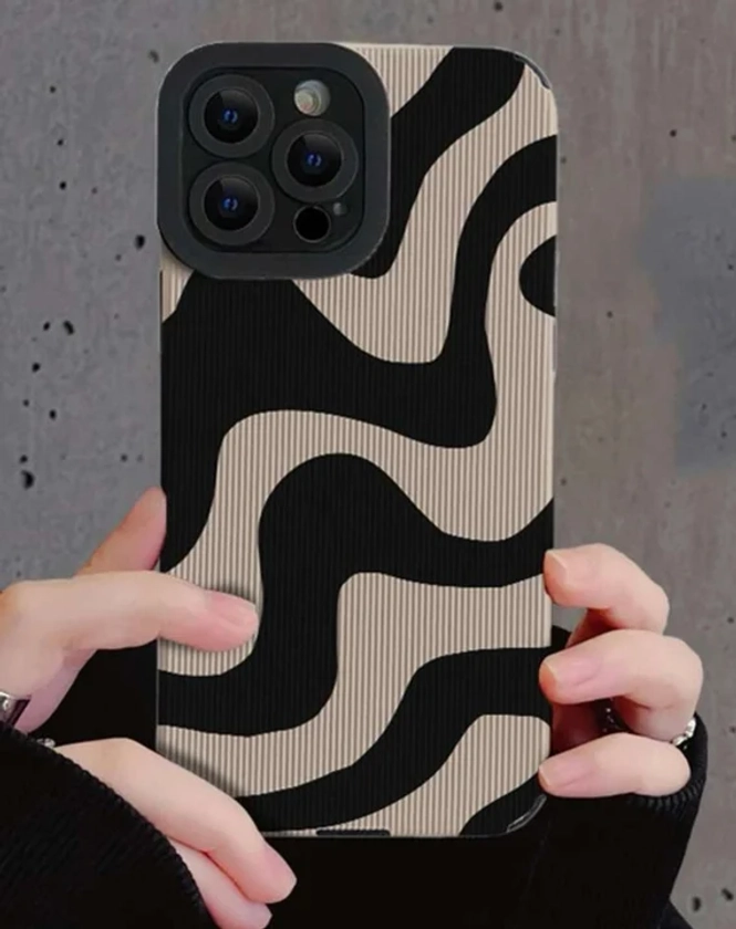 Striped phone case, black and beige, black phone case, iPhone 11, iPhone 12 Pro Max, phone cover, colour block phone case