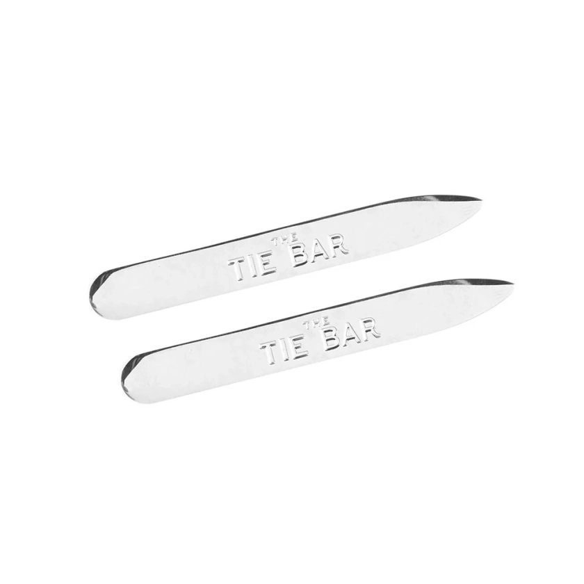 Pair Of Collar Stays Silver Metal Collar Stays | Metal Metal Collar Stays | Tie Bar