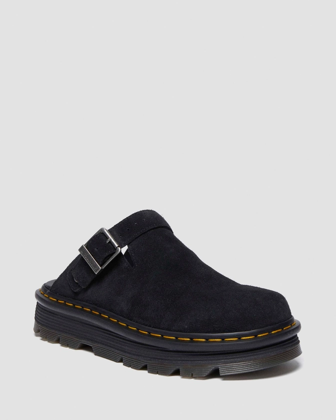 Zebzag Suède Casual Slingback Platform Mules in Zwart | Dr. Martens