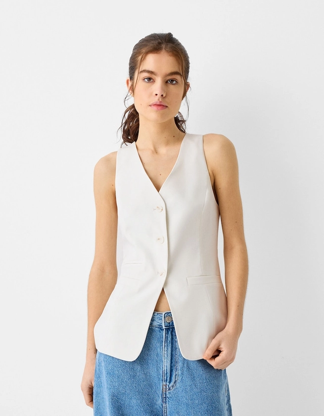 Gilet long sans manches boutons - Tops et bodies - Femme