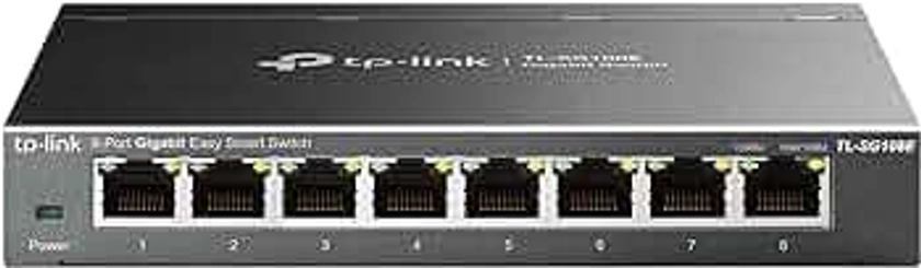 TP-Link 8 Port Gigabit Switch | Easy Smart Managed | Plug & Play | Desktop/Wall-Mount | Sturdy Metal w/ Shielded Ports | Support QoS, Vlan, IGMP and LAG (TL-SG108E)