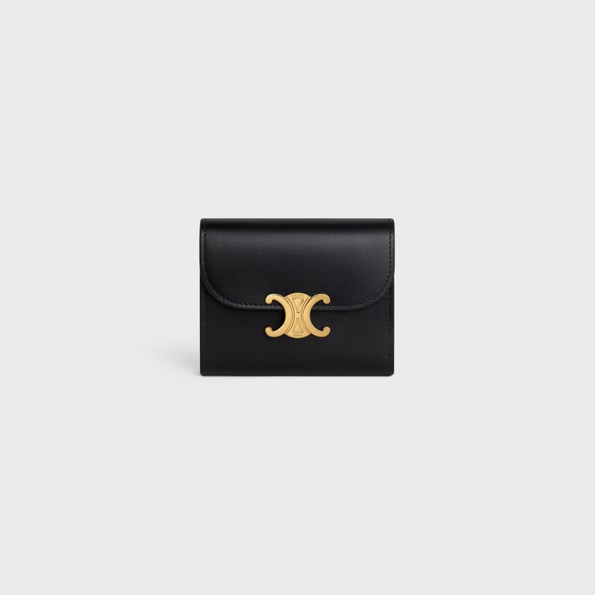 PETIT PORTEFEUILLE TRIOMPHE VEAU BRILLANT - NOIR | CELINE