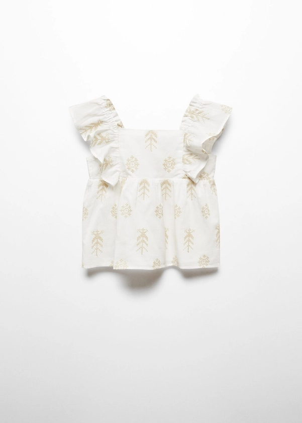 Ruffled embroidered blouse - Girls | Mango Kids United Kingdom
