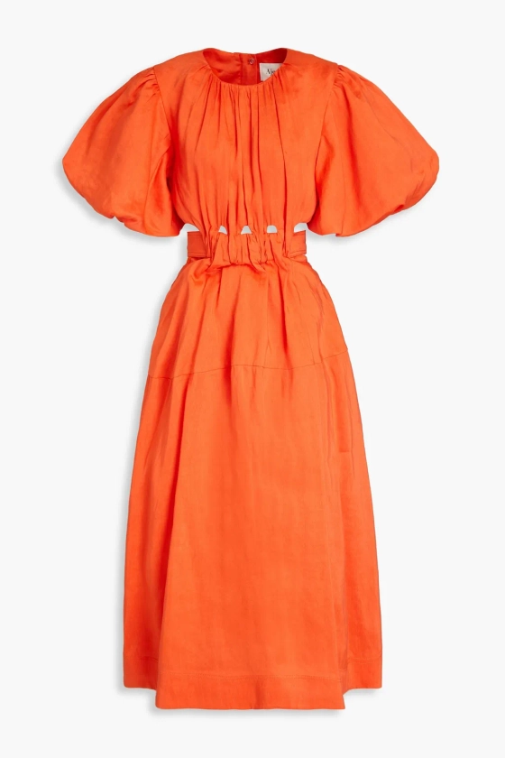 AJE. Cosette cutout linen-blend midi dress | THE OUTNET