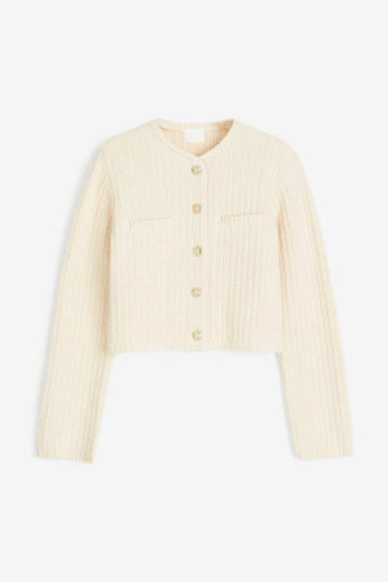 Textured-knit cardigan - Cream - Ladies | H&M GB