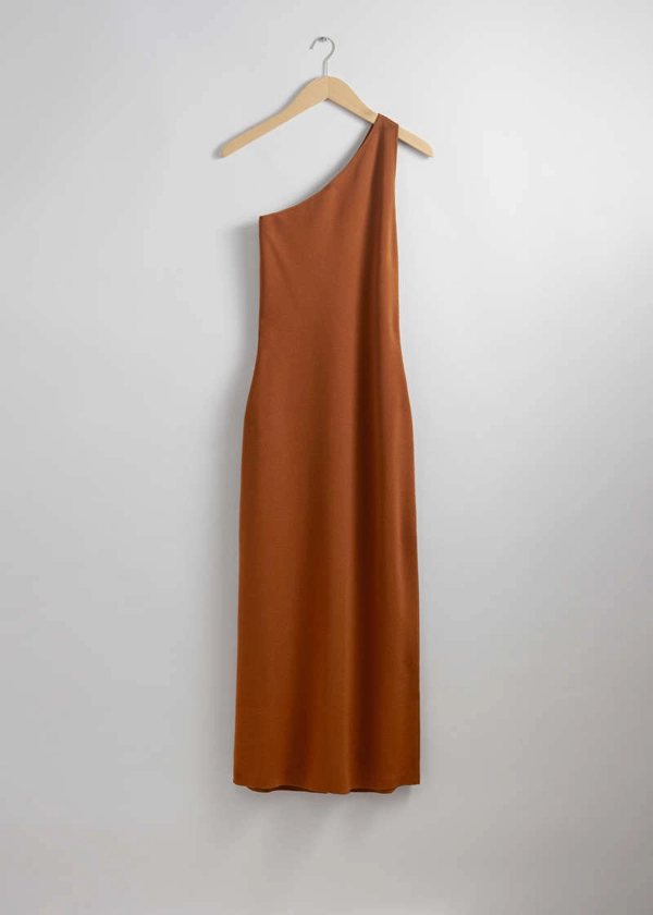 One-Shoulder Midi Dress - Brown - Midi dresses - & Other Stories US