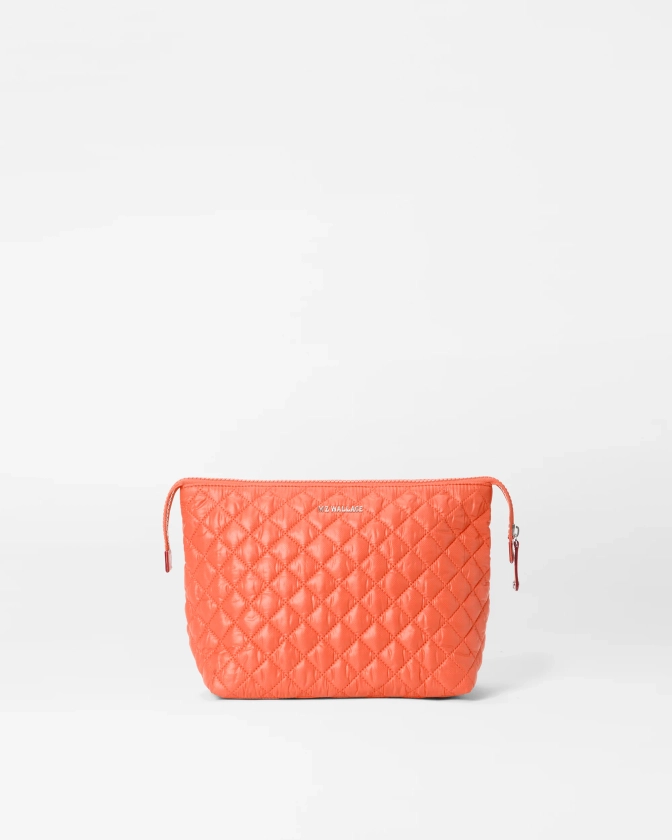 Large Zoey Quilted Makeup Bag in Poppy | MZ Wallace