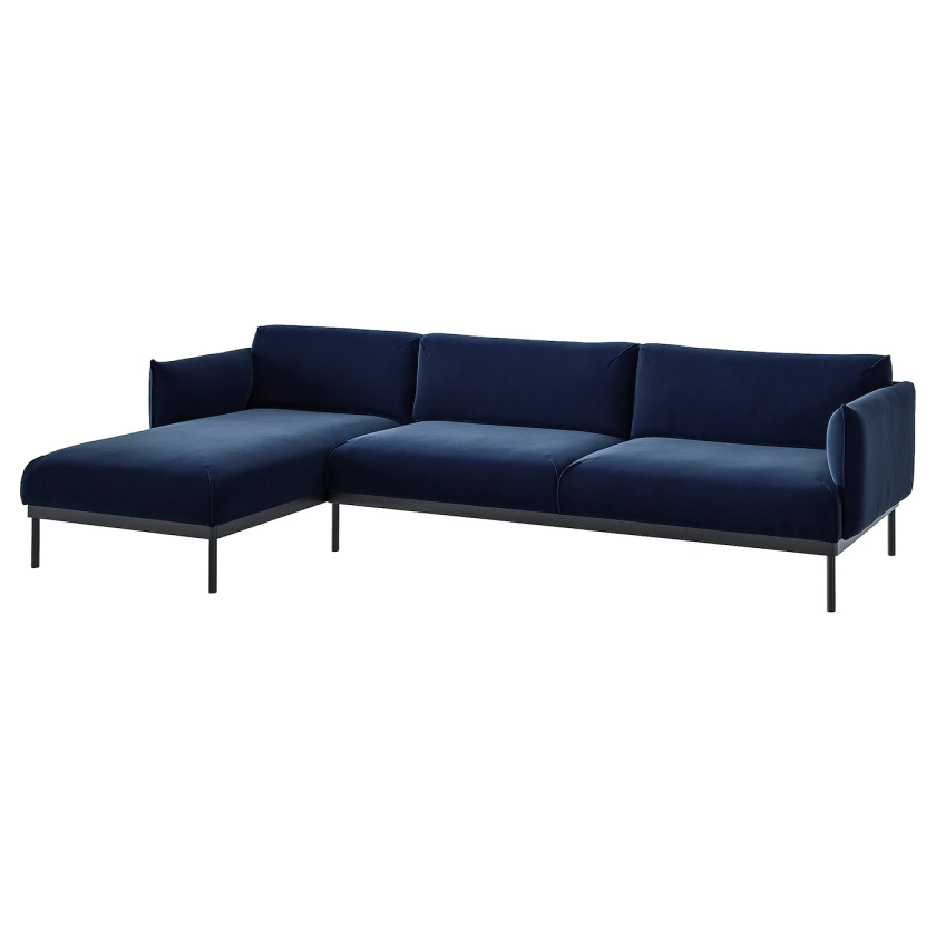 ÄPPLARYD 4-seat sofa with chaise longue, Djuparp dark blue - IKEA
