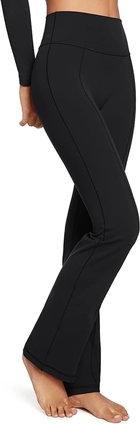 INGIA High Waist Mini Flared Leggings for Women 31" Bootcut Tummy Control Casual Lounge Yoga Pants Black X-Large at Amazon Women’s Clothing store