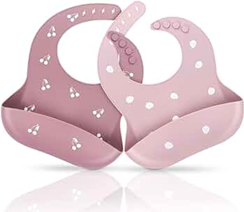 ME.FAN Silicone Baby Bibs for Babies & Toddlers | Adjustable Silicone Bibs Set of 2