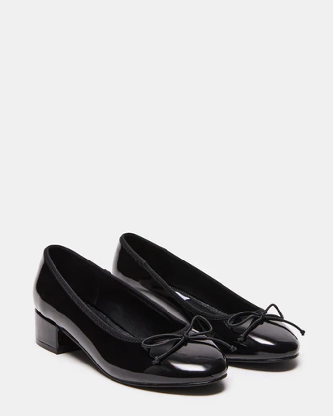 CHERISH Black Patent Slip-On Heels | Women's Heels