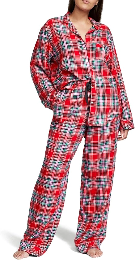 Victoria's Secret Flannel Long Pajama Set, Women's Sleepwear (XS-XXL)