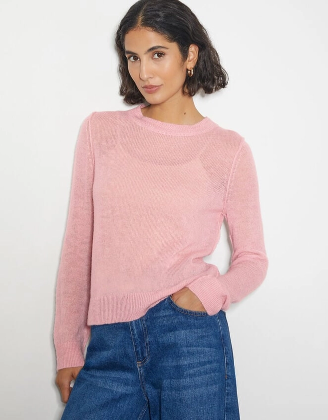 Mel Sheer Seamed Jumper Pink